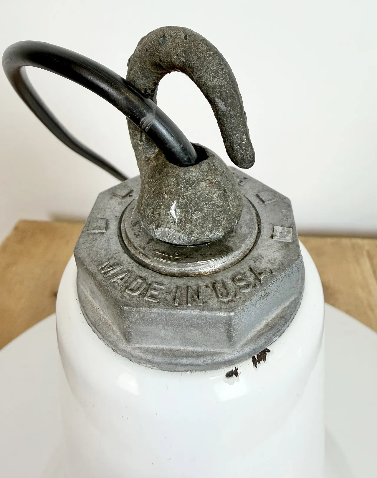 Industrial White Enamel Factory Pendant Lamp from Benjamin USA, 1960s 15