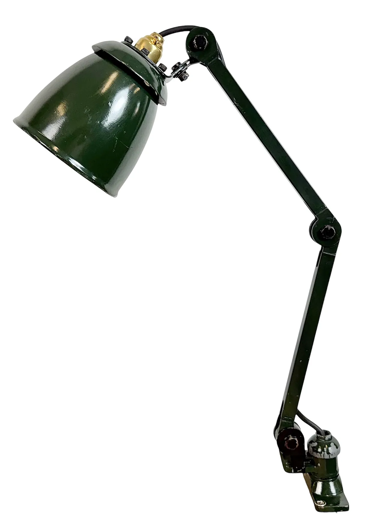 Industrial Green Enamel Adjustable Table Lamp, 1960s 1