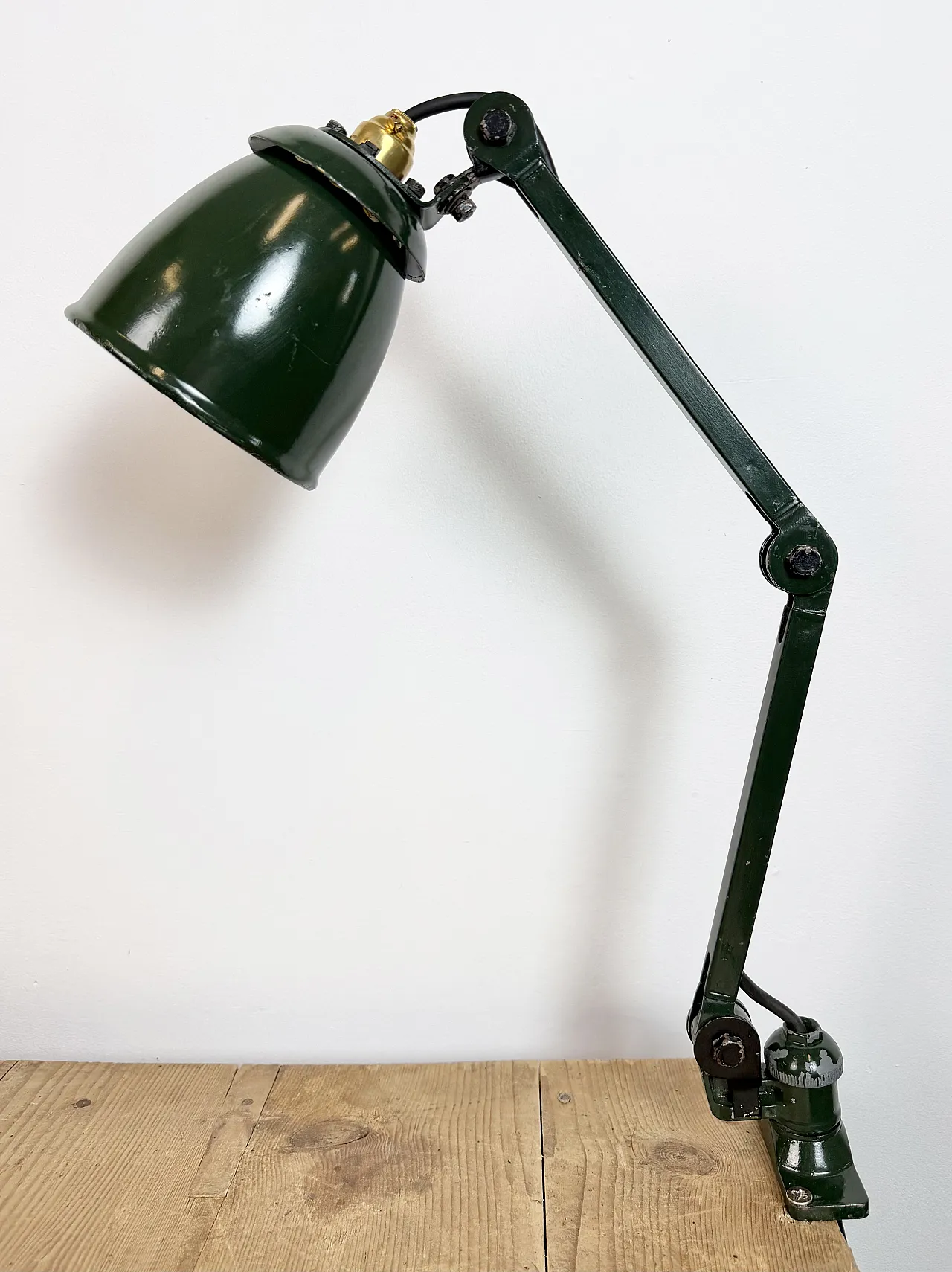 Industrial Green Enamel Adjustable Table Lamp, 1960s 3