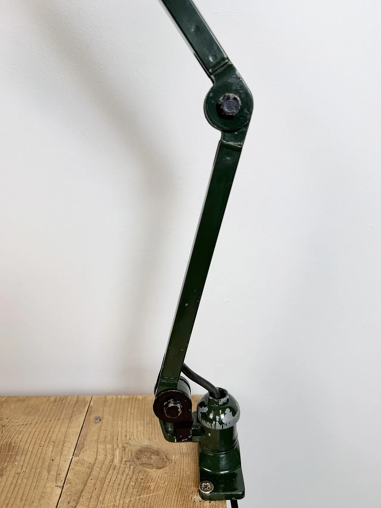 Industrial Green Enamel Adjustable Table Lamp, 1960s 5