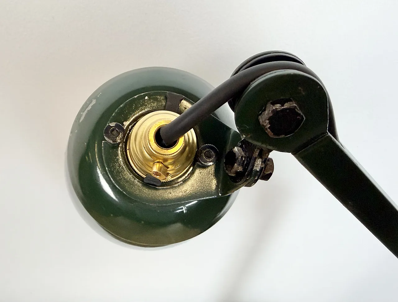 Industrial Green Enamel Adjustable Table Lamp, 1960s 8