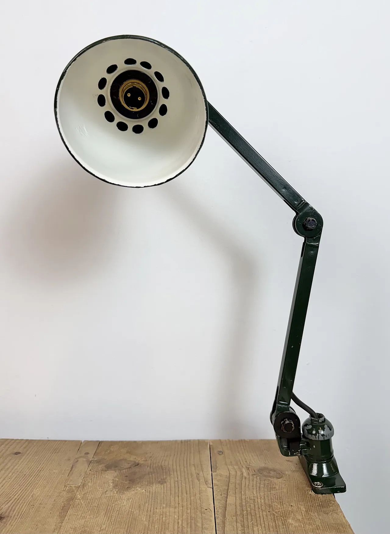 Industrial Green Enamel Adjustable Table Lamp, 1960s 9