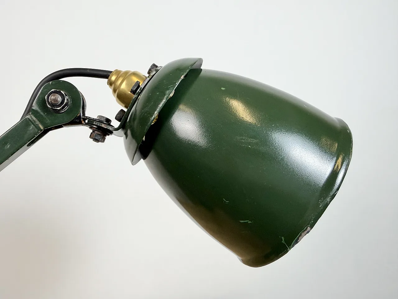 Industrial Green Enamel Adjustable Table Lamp, 1960s 12