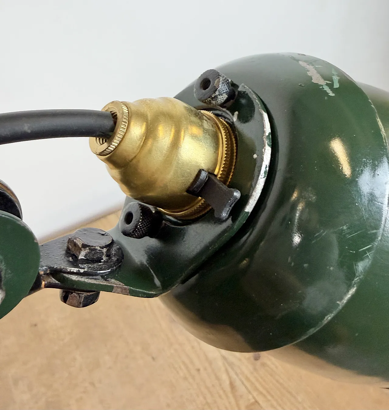 Industrial Green Enamel Adjustable Table Lamp, 1960s 14
