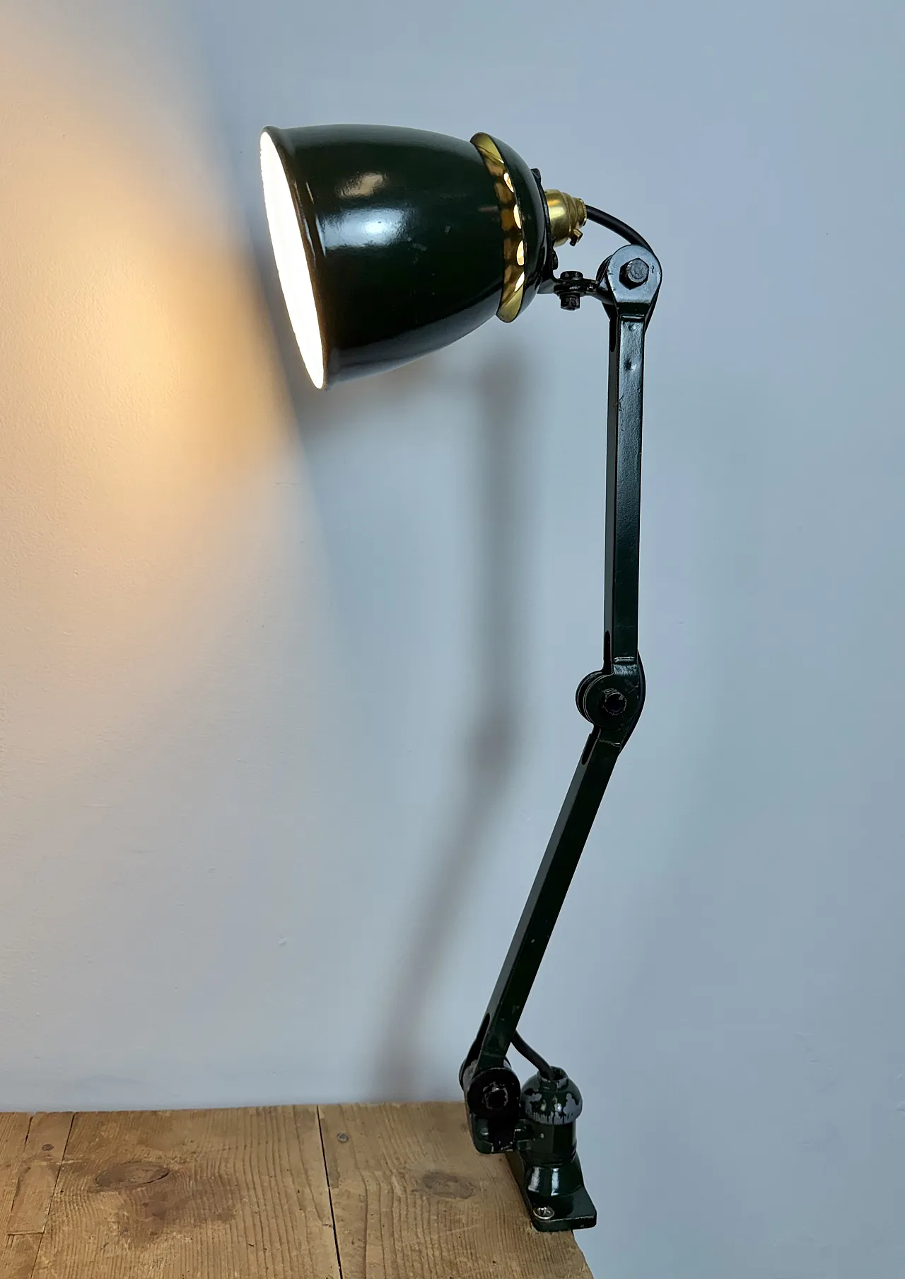Industrial Green Enamel Adjustable Table Lamp, 1960s 15
