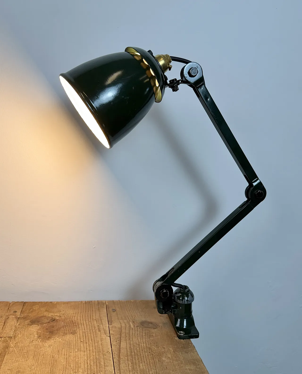 Industrial Green Enamel Adjustable Table Lamp, 1960s 19