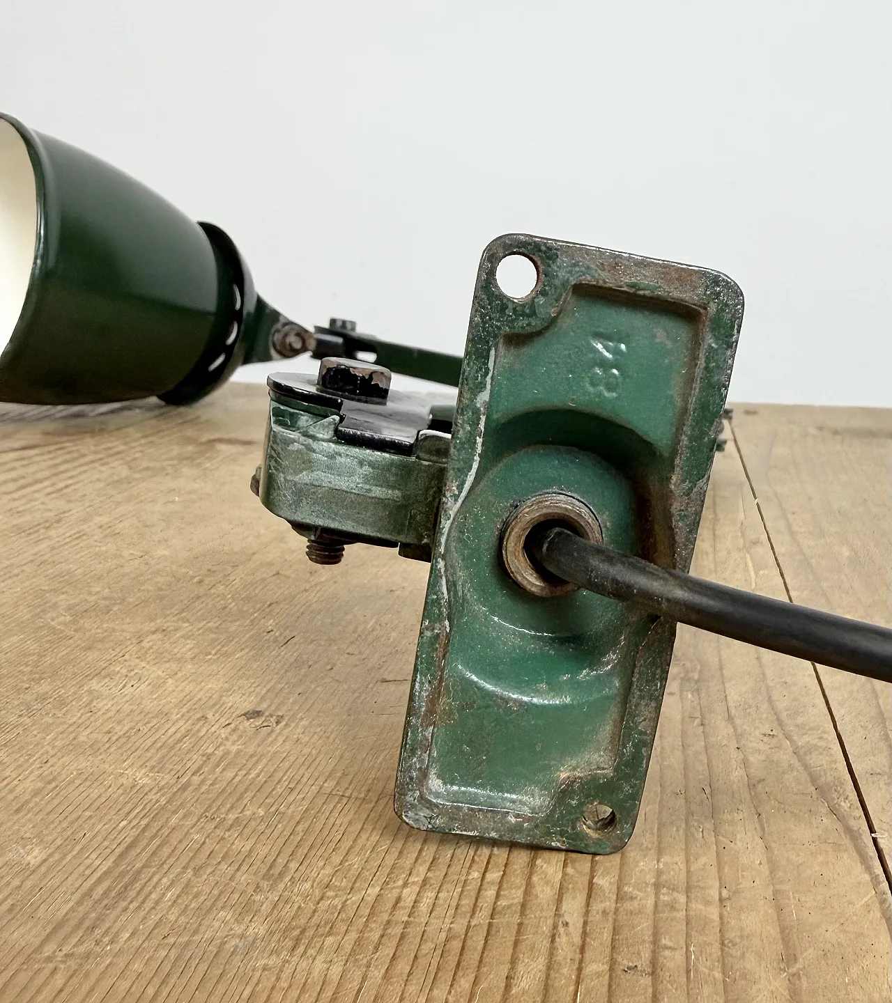 Industrial Green Enamel Adjustable Table Lamp, 1960s 21