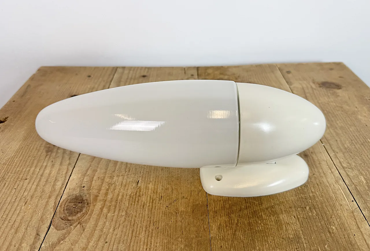 Industrial White Bakelite Wall Light with Milk Glass, 1950s 4