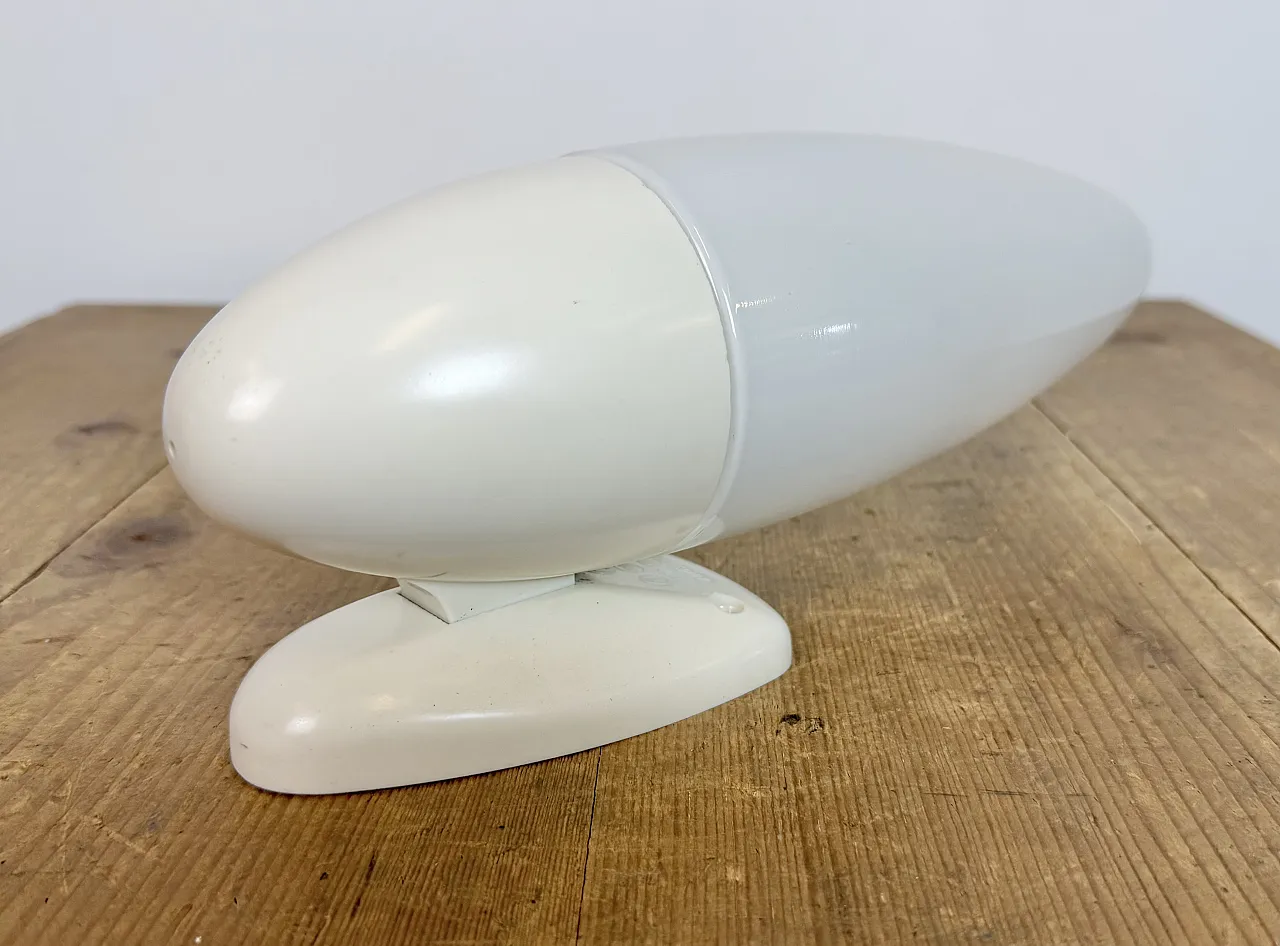 Industrial White Bakelite Wall Light with Milk Glass, 1950s 7