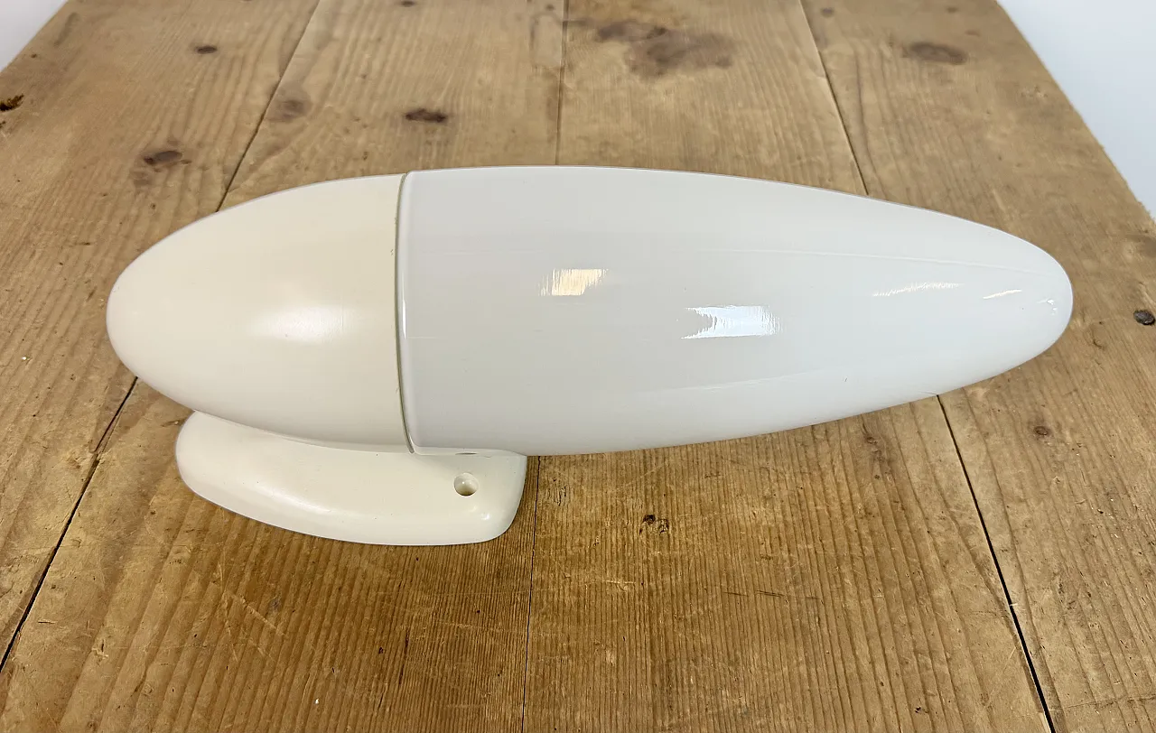 Industrial White Bakelite Wall Light with Milk Glass, 1950s 8