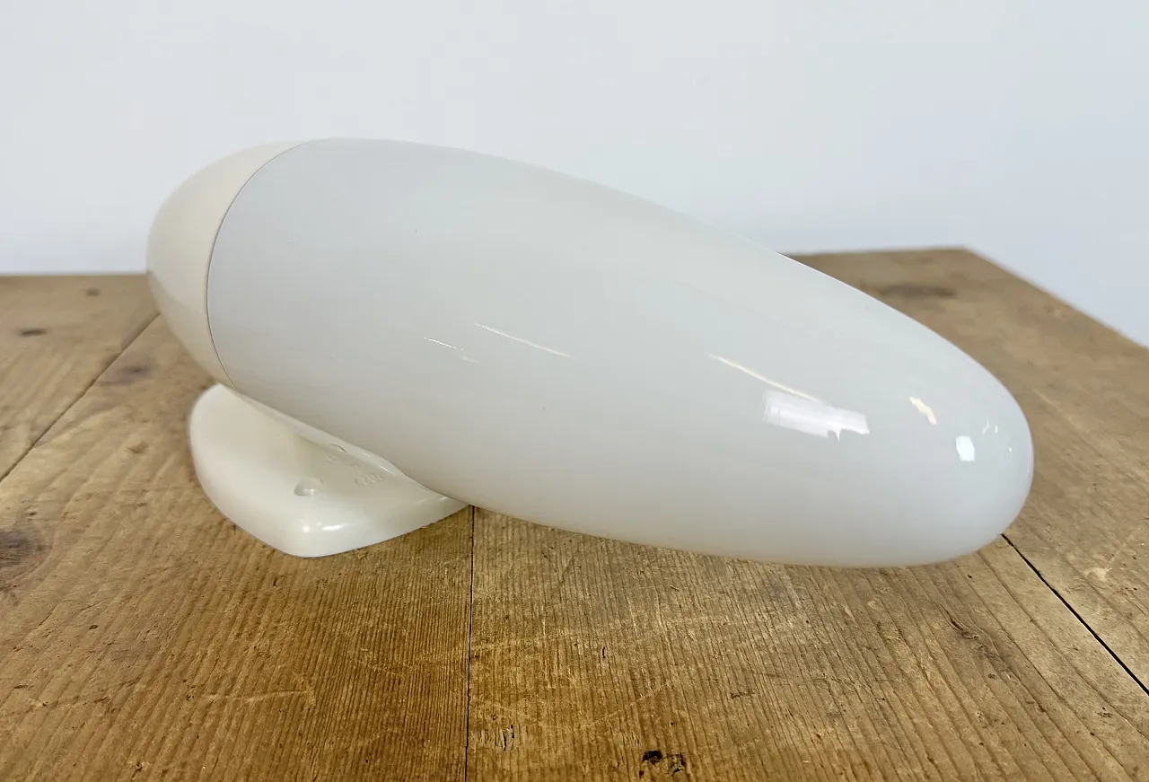 Industrial White Bakelite Wall Light with Milk Glass, 1950s 9