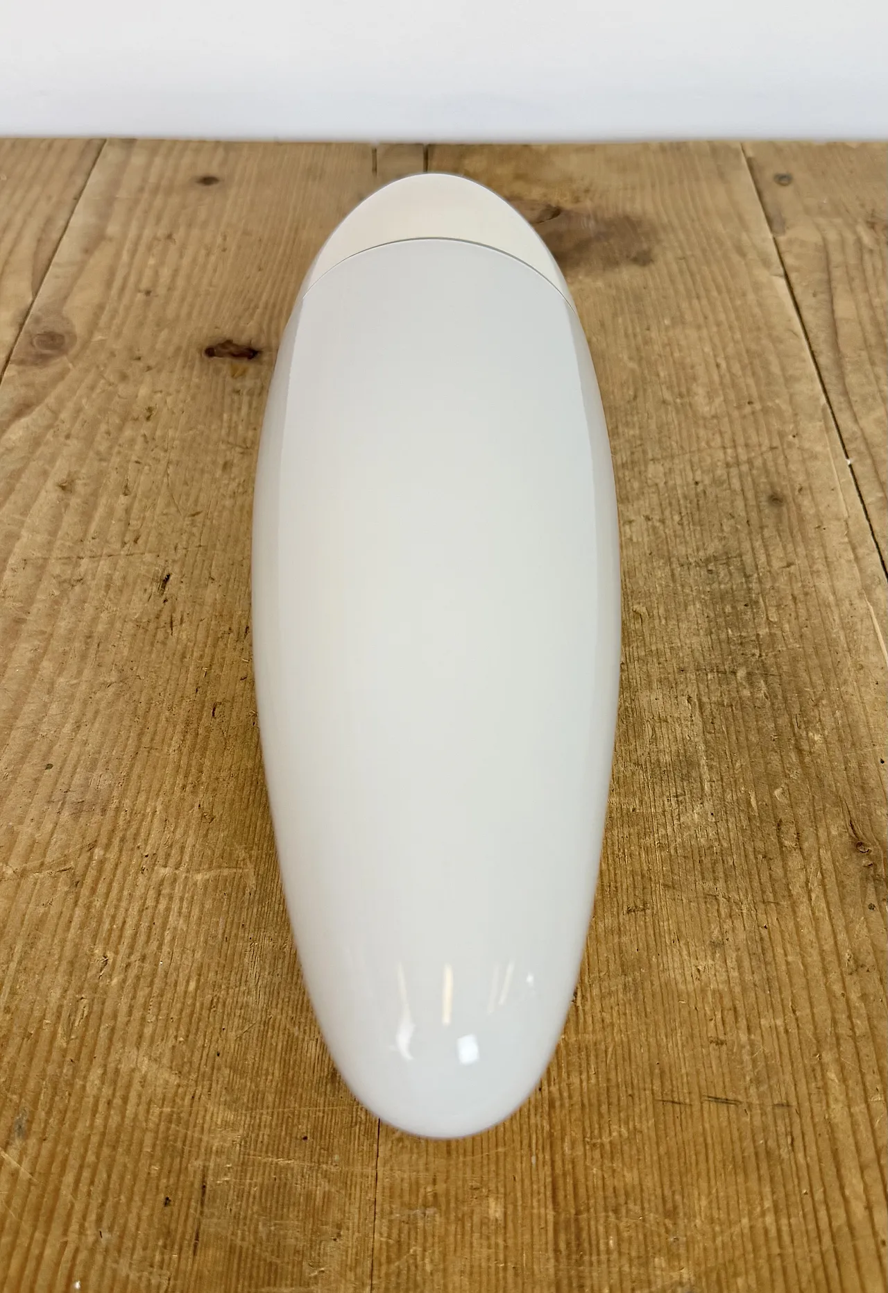 Industrial White Bakelite Wall Light with Milk Glass, 1950s 10