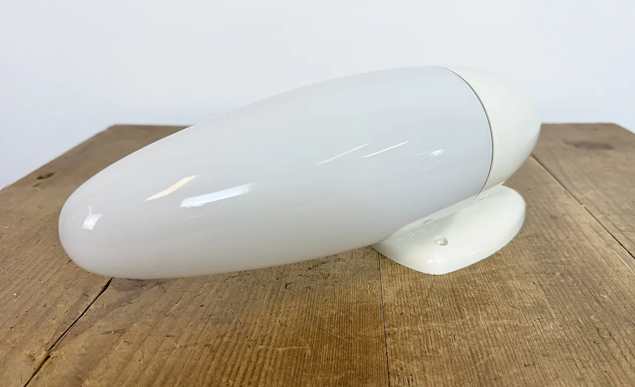 Industrial White Bakelite Wall Light with Milk Glass, 1950s 11