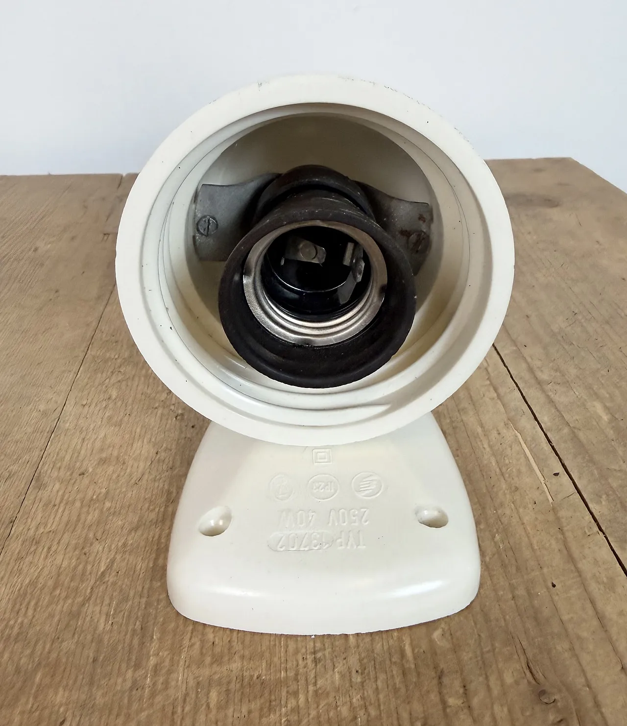 Industrial White Bakelite Wall Light with Milk Glass, 1950s 16
