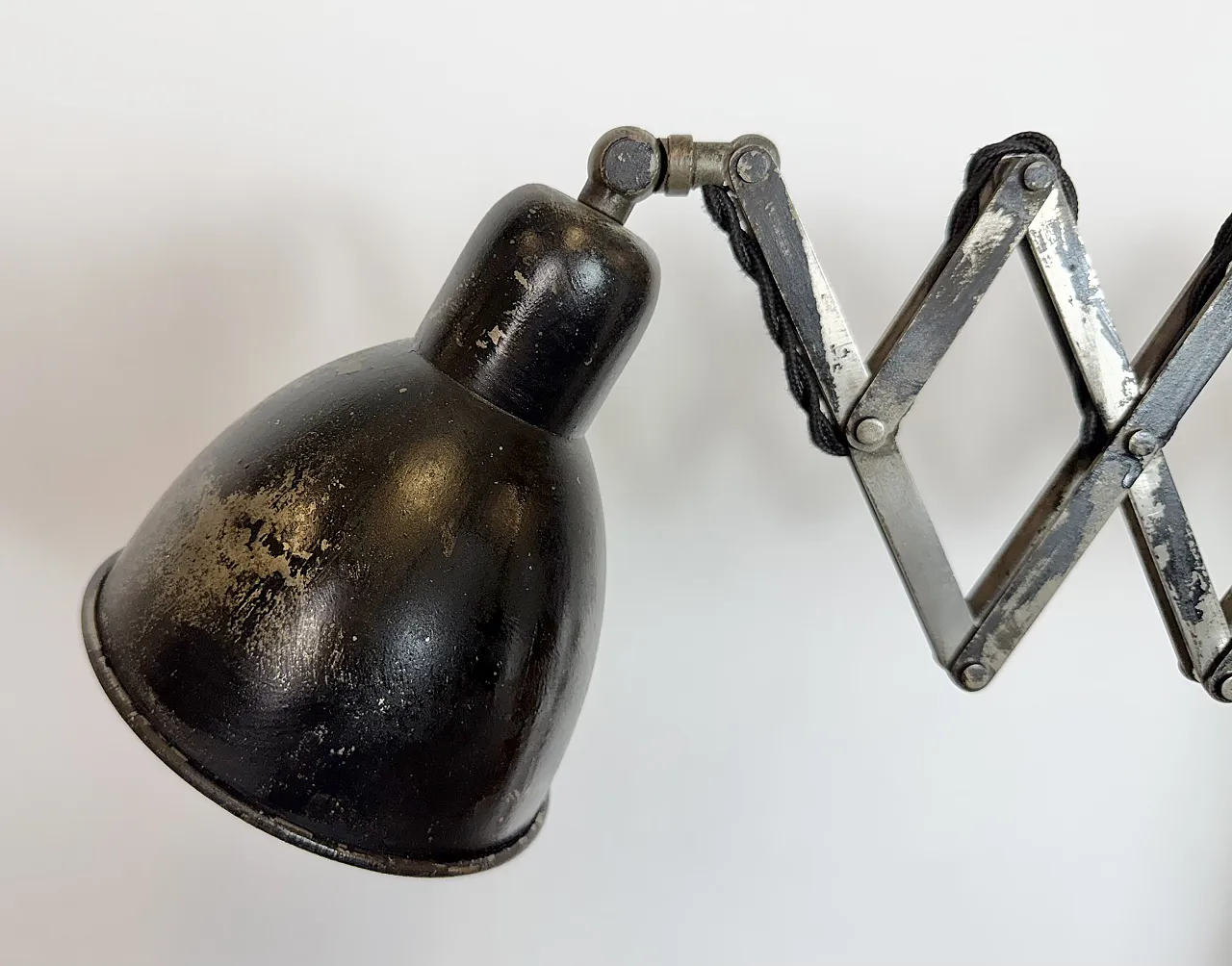 Industrial Black Scissor Wall Lamp, 1950s 5