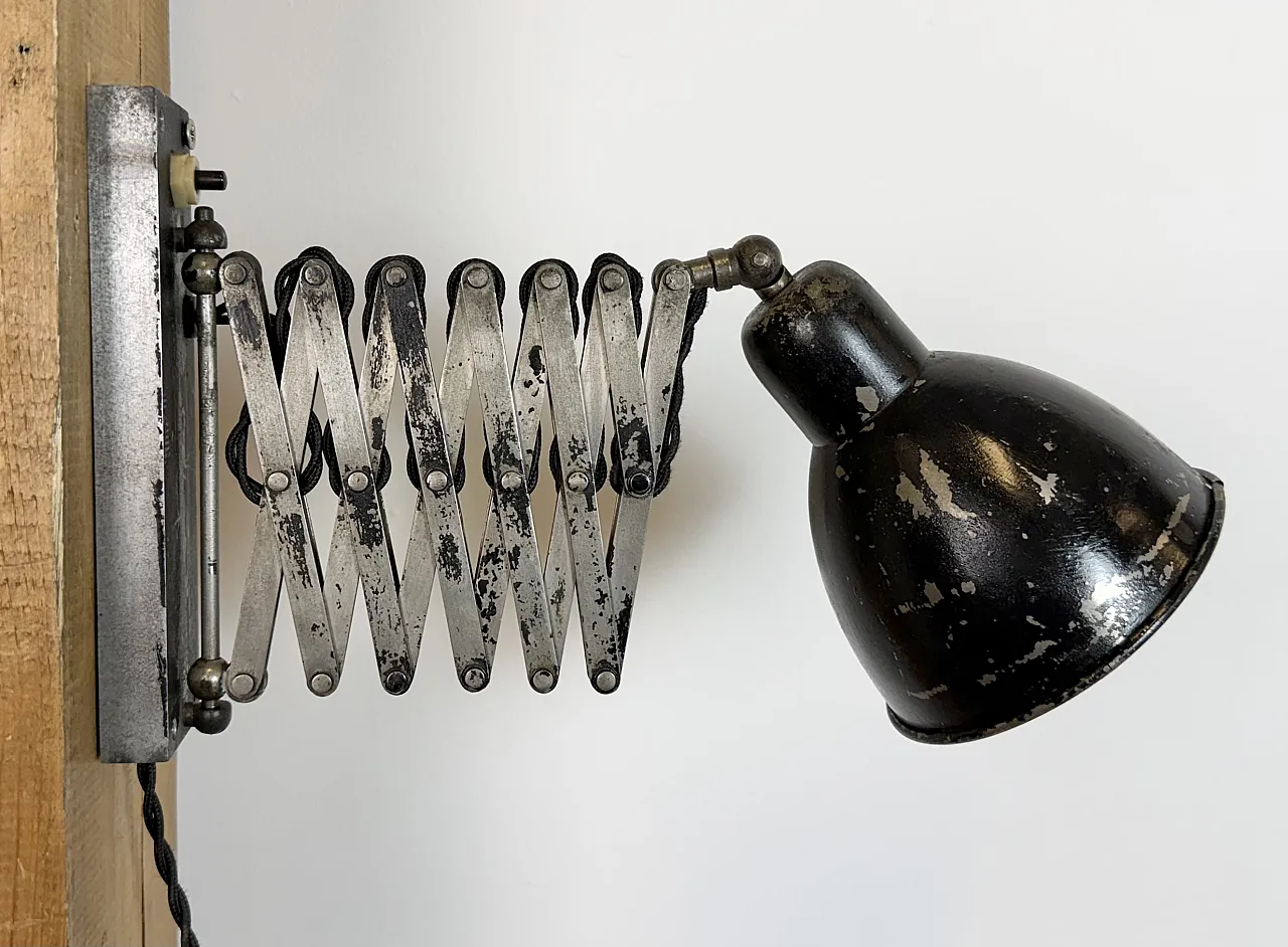 Industrial Black Scissor Wall Lamp, 1950s 12