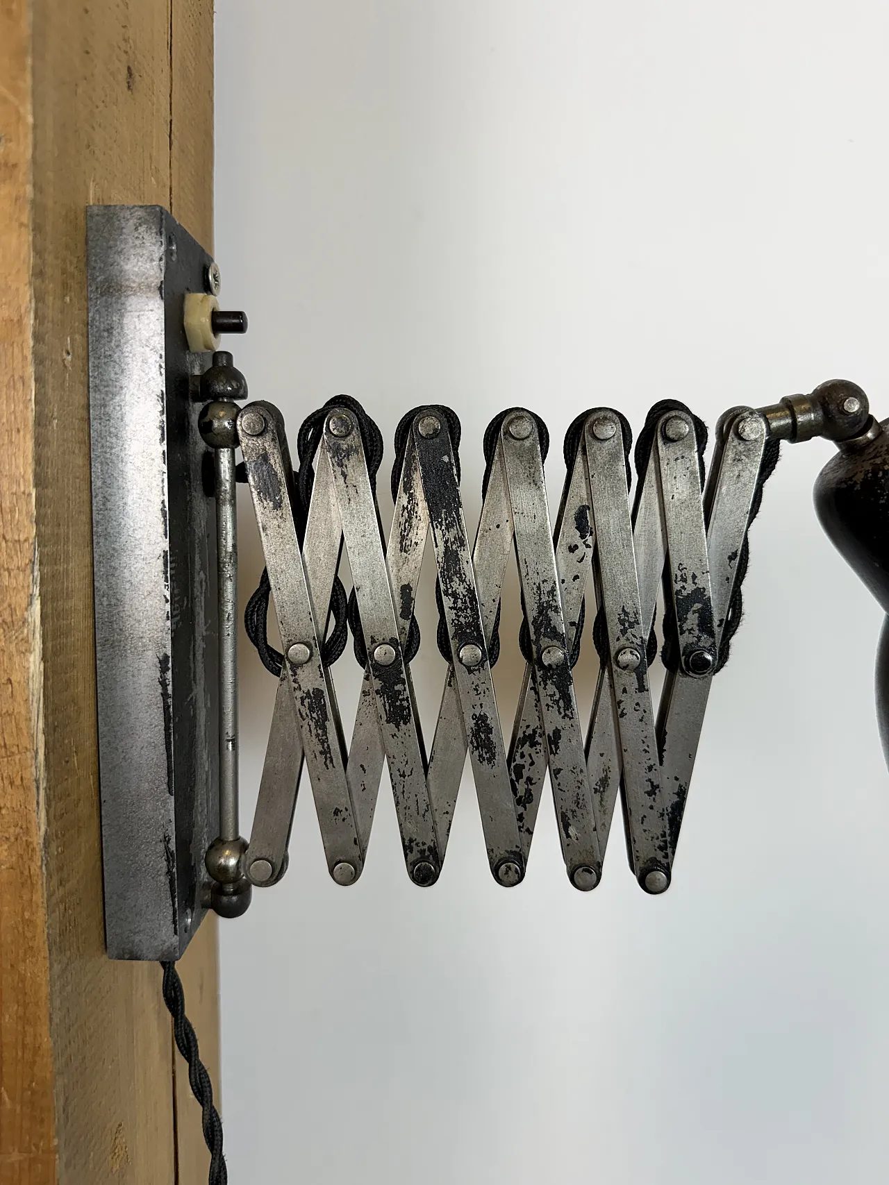 Industrial Black Scissor Wall Lamp, 1950s 14