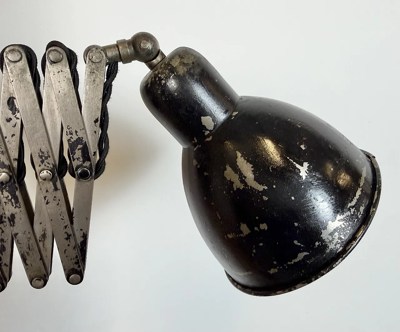 Industrial Black Scissor Wall Lamp, 1950s 15
