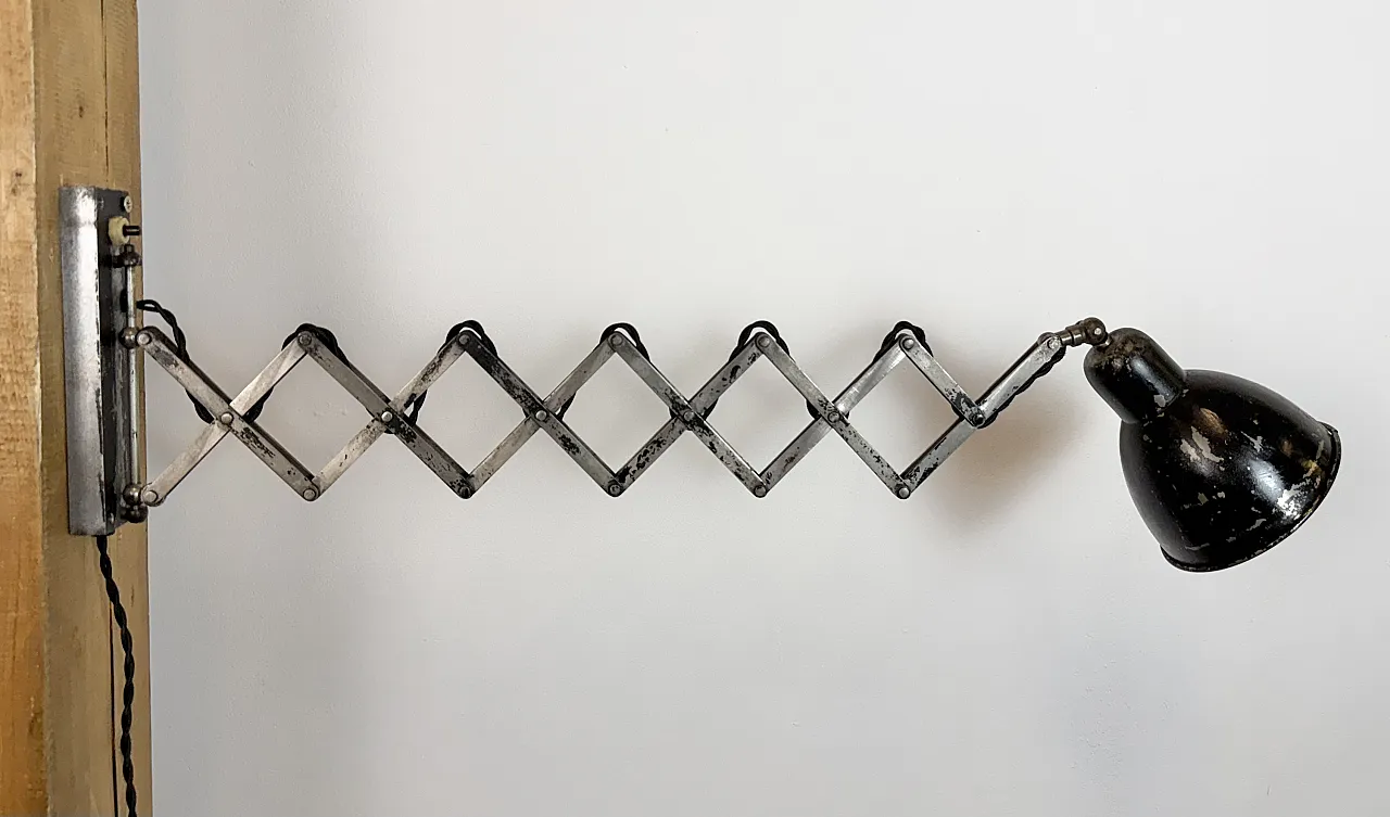 Industrial Black Scissor Wall Lamp, 1950s 16