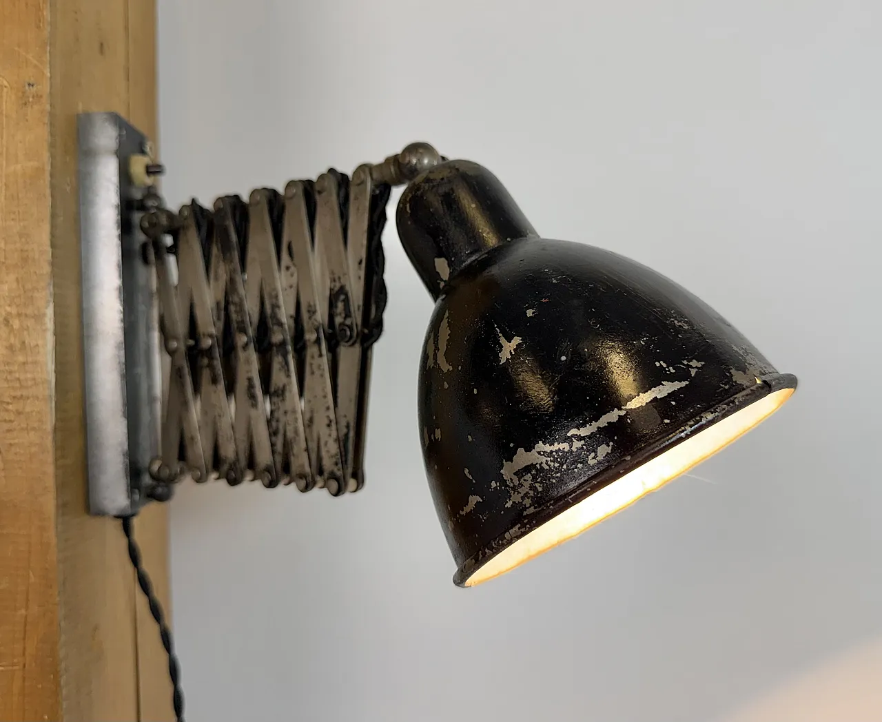 Industrial Black Scissor Wall Lamp, 1950s 18