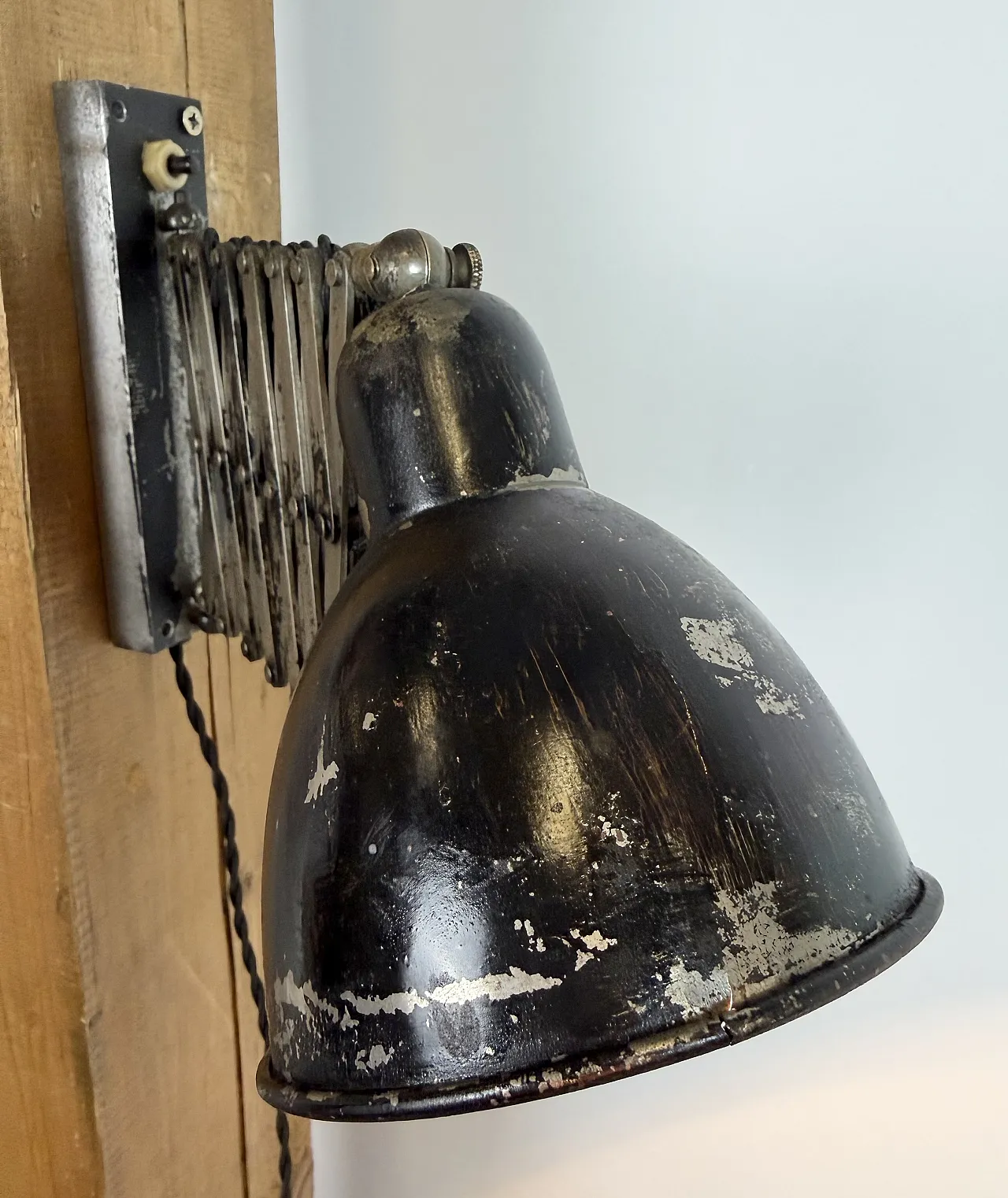 Industrial Black Scissor Wall Lamp, 1950s 19