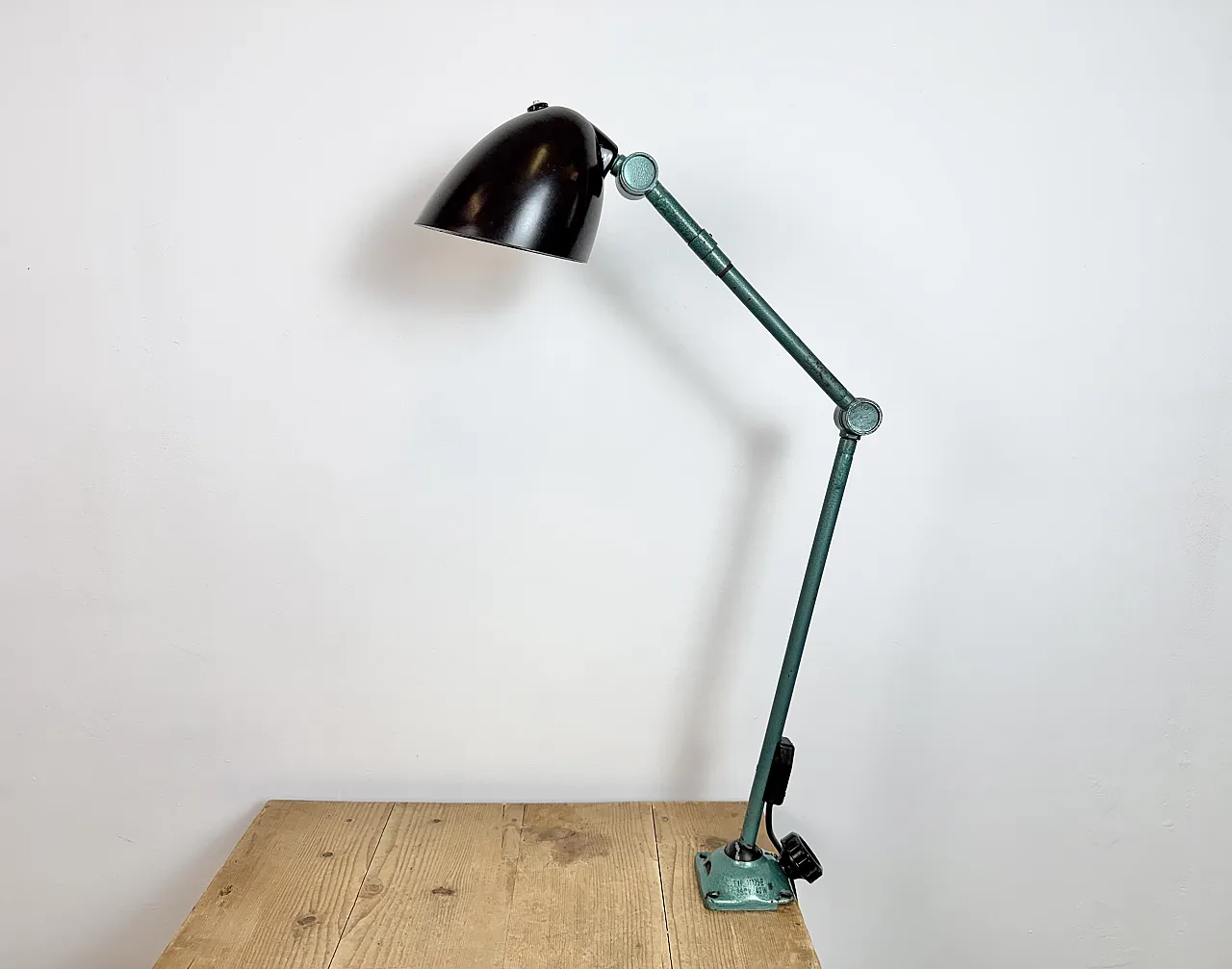 Large Green Industrial Workshop Table Lamp, 1960s 2
