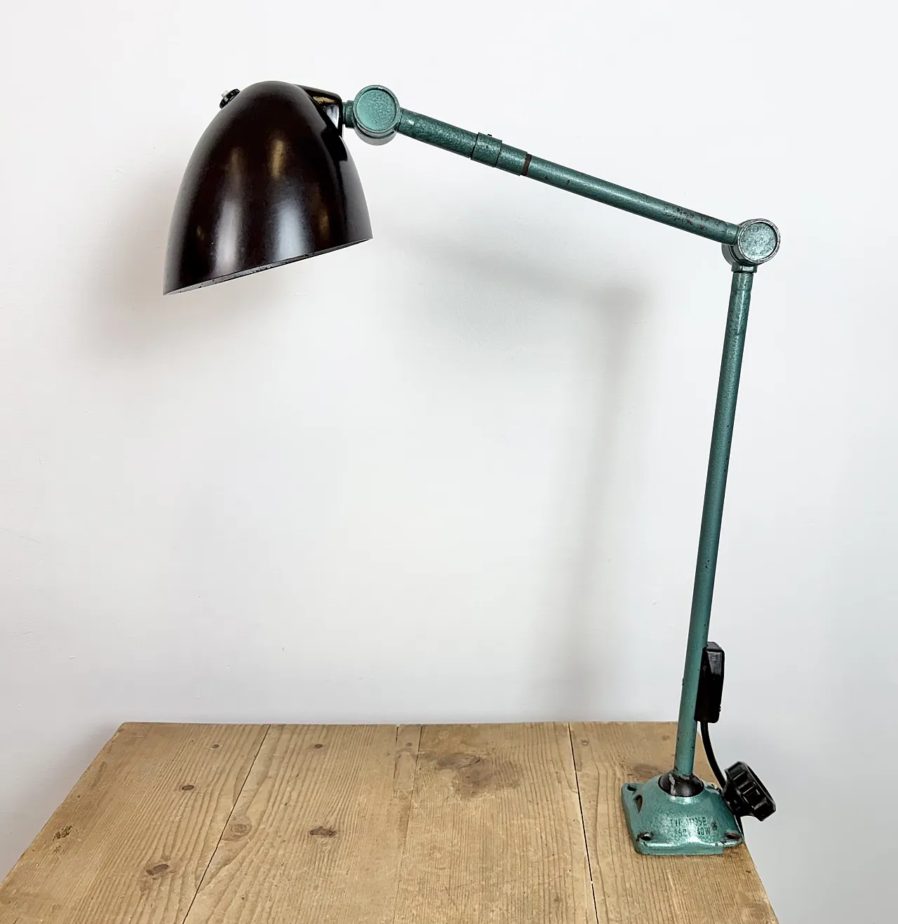 Large Green Industrial Workshop Table Lamp, 1960s 8