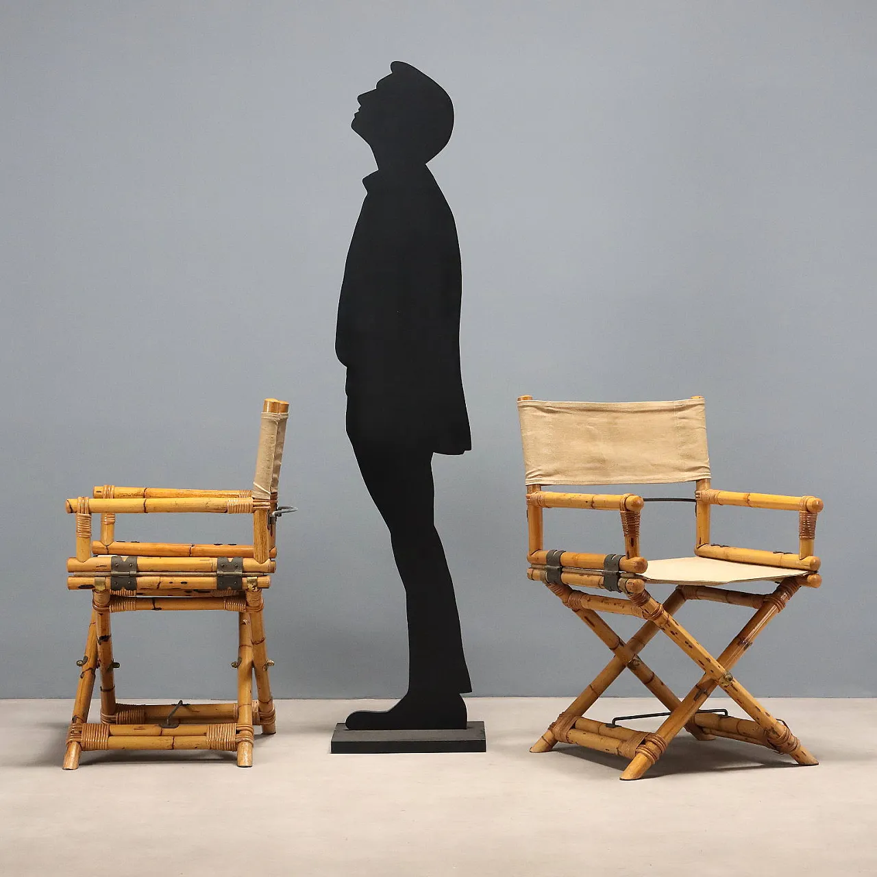 Pair of bamboo director's chairs, 1960s 2
