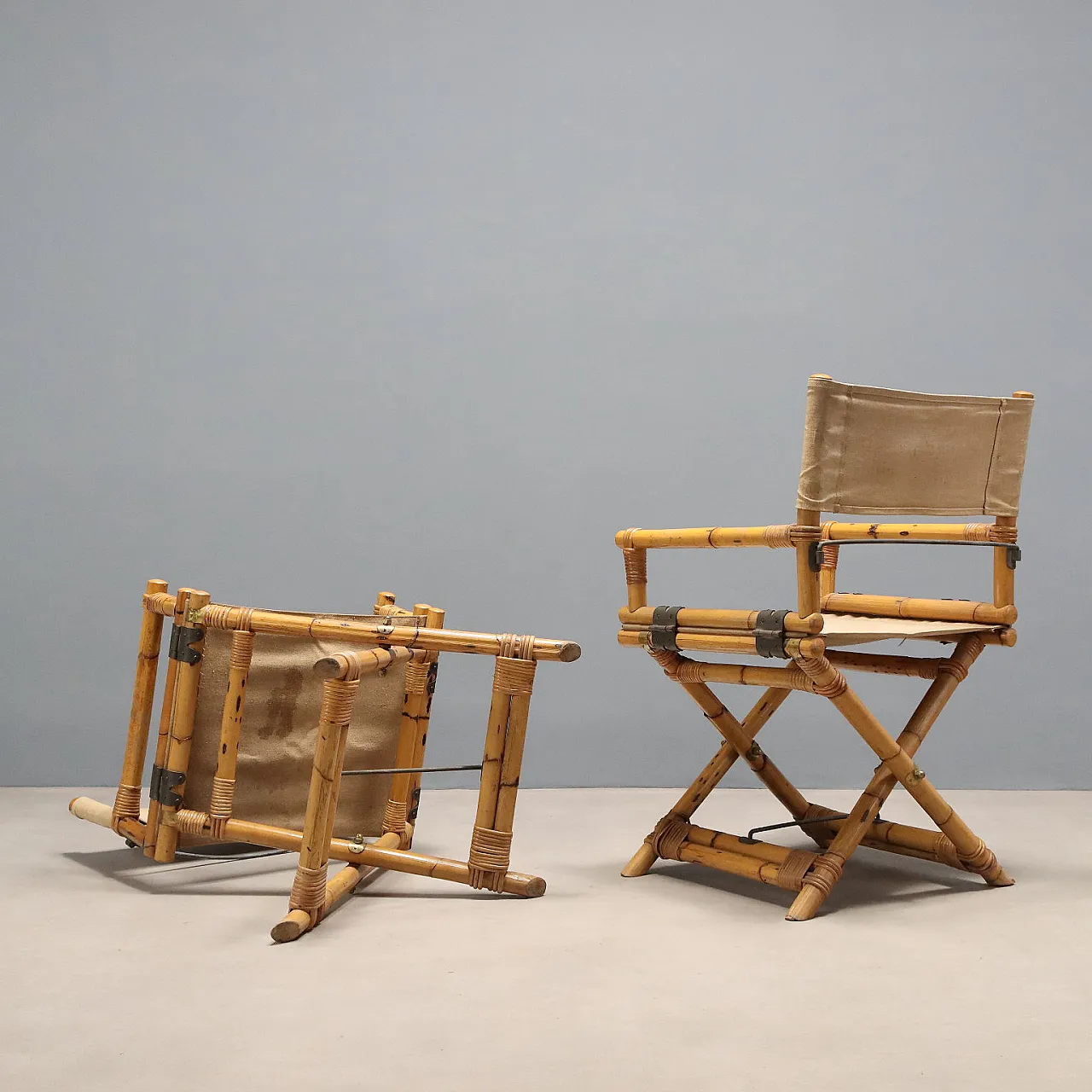 Pair of bamboo director's chairs, 1960s 8