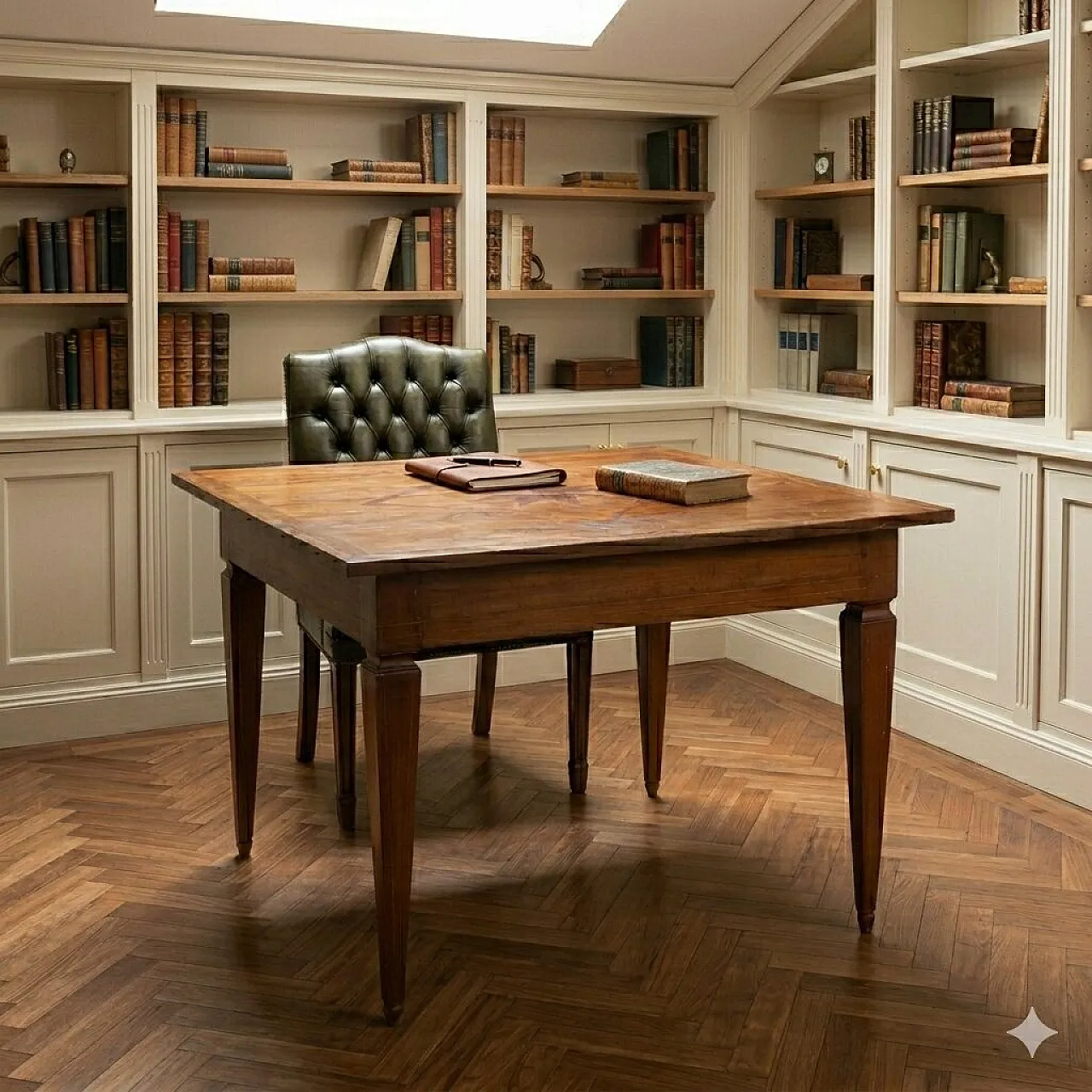 Directory table in walnut, 19th century 2