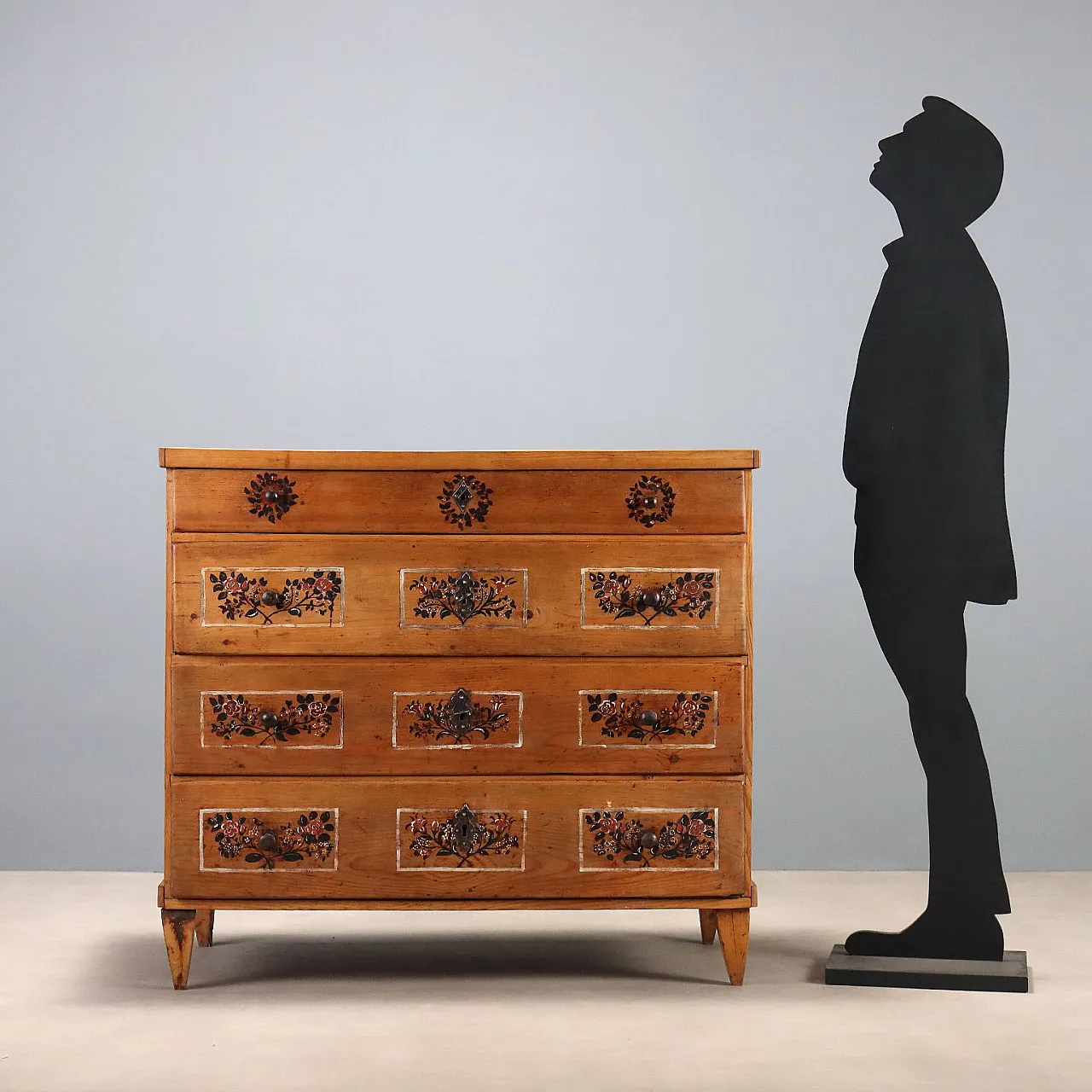 Trentino chest of drawers in fir with four drawer front, 19th century 3