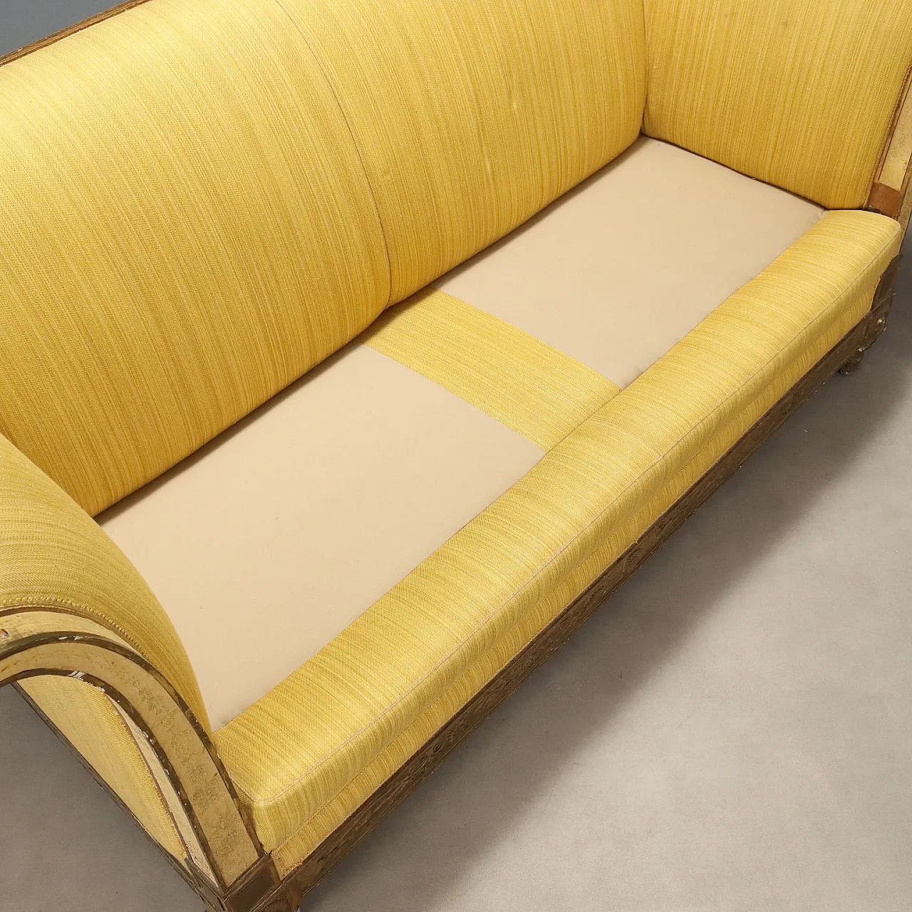 Open-back sofa in carved and gilded wood, late 19th century 10