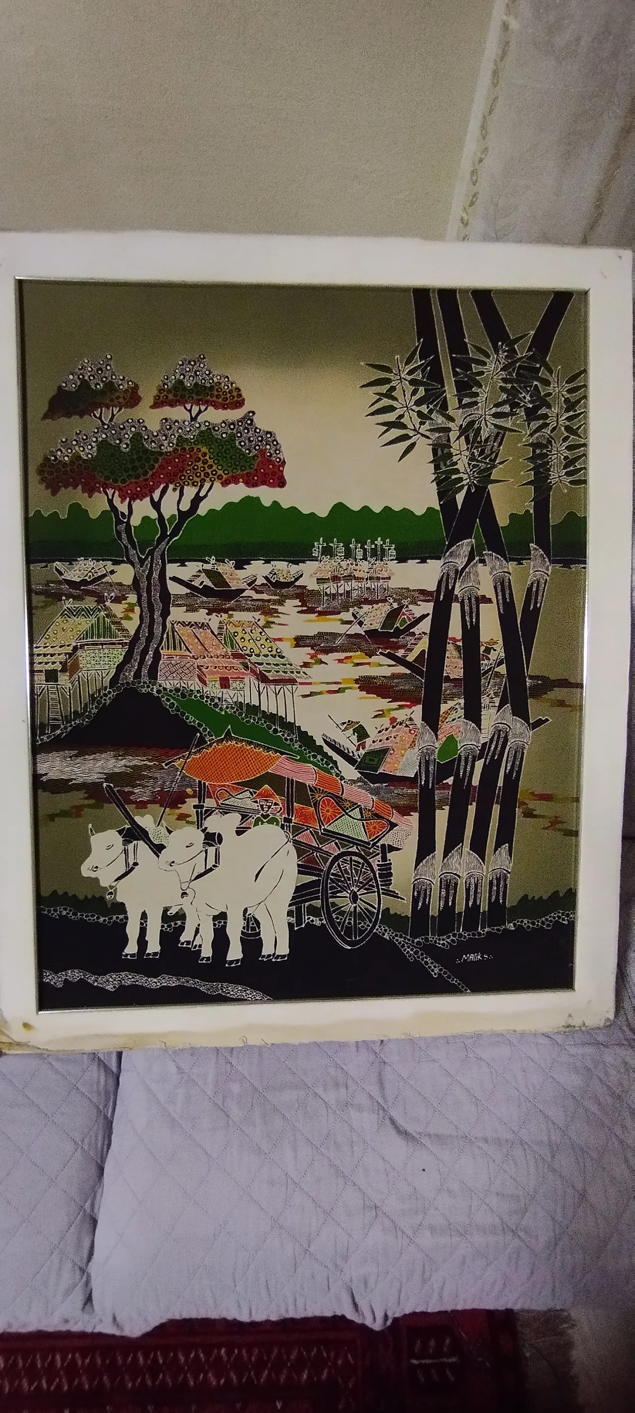 Batik print on silk Chinese landscape 1