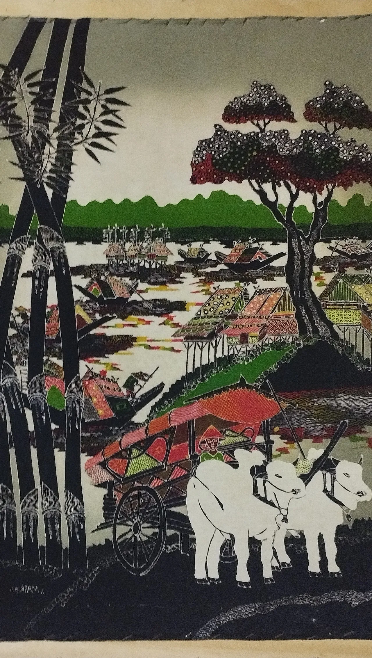 Batik print on silk Chinese landscape 2
