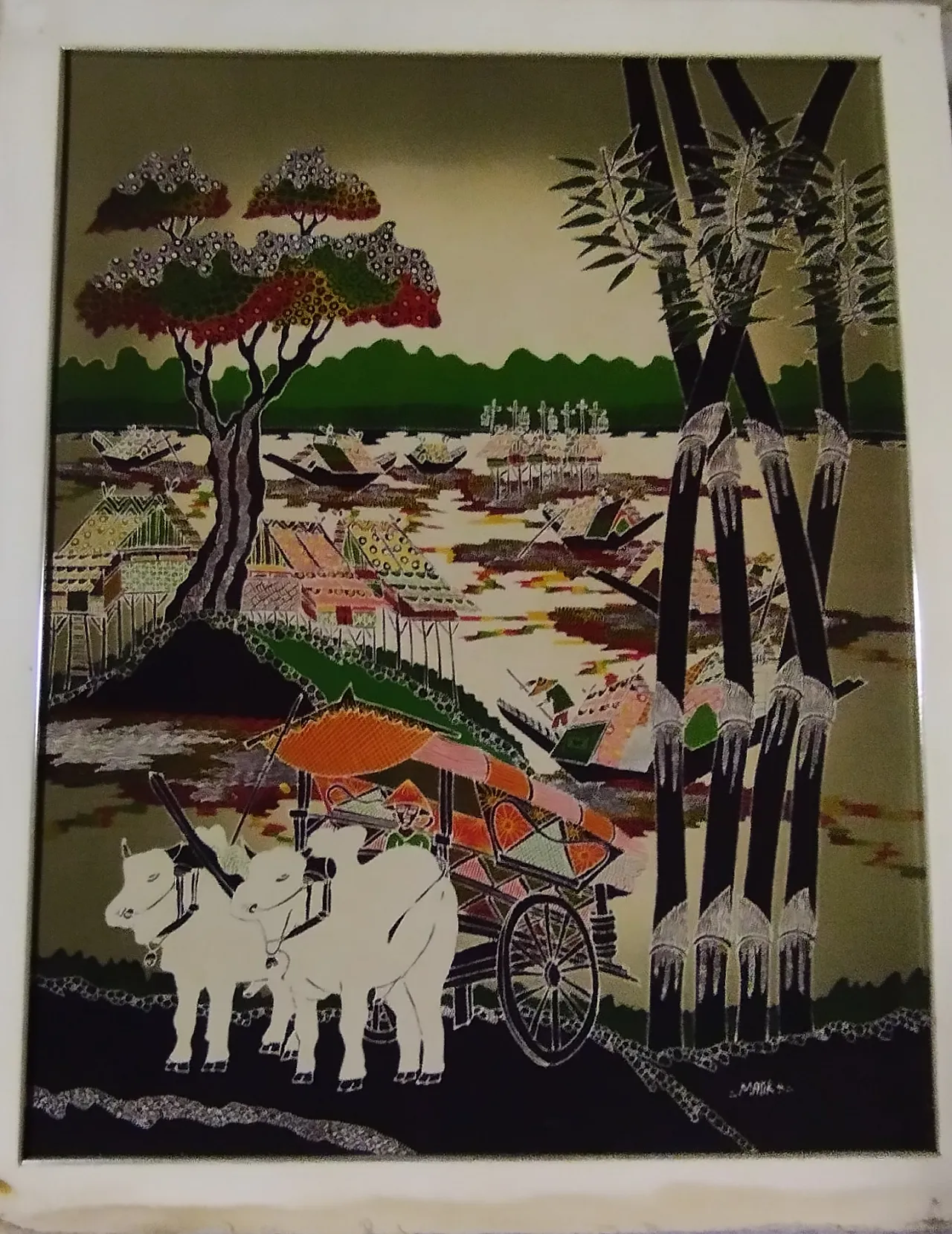 Batik print on silk Chinese landscape 3