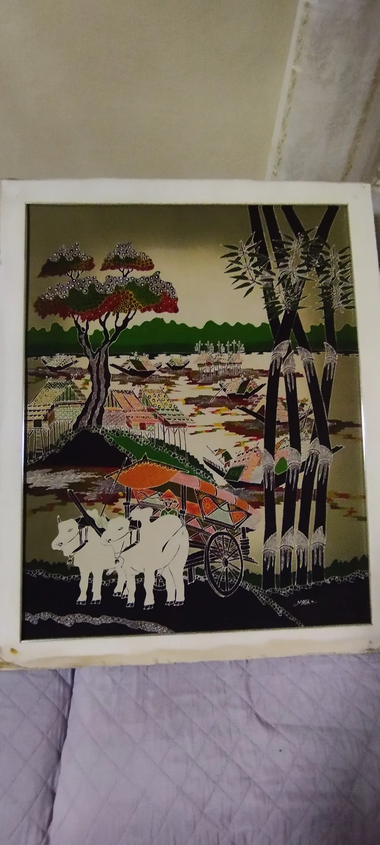 Batik print on silk Chinese landscape 5