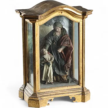 Case with wax sculpture of Saint Anne and the Virgin Mary,19th century