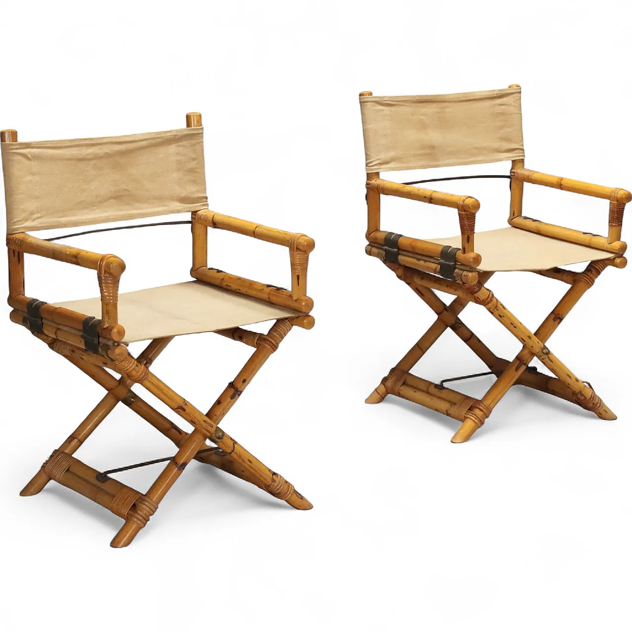 Pair of bamboo director's chairs, 1960s 9