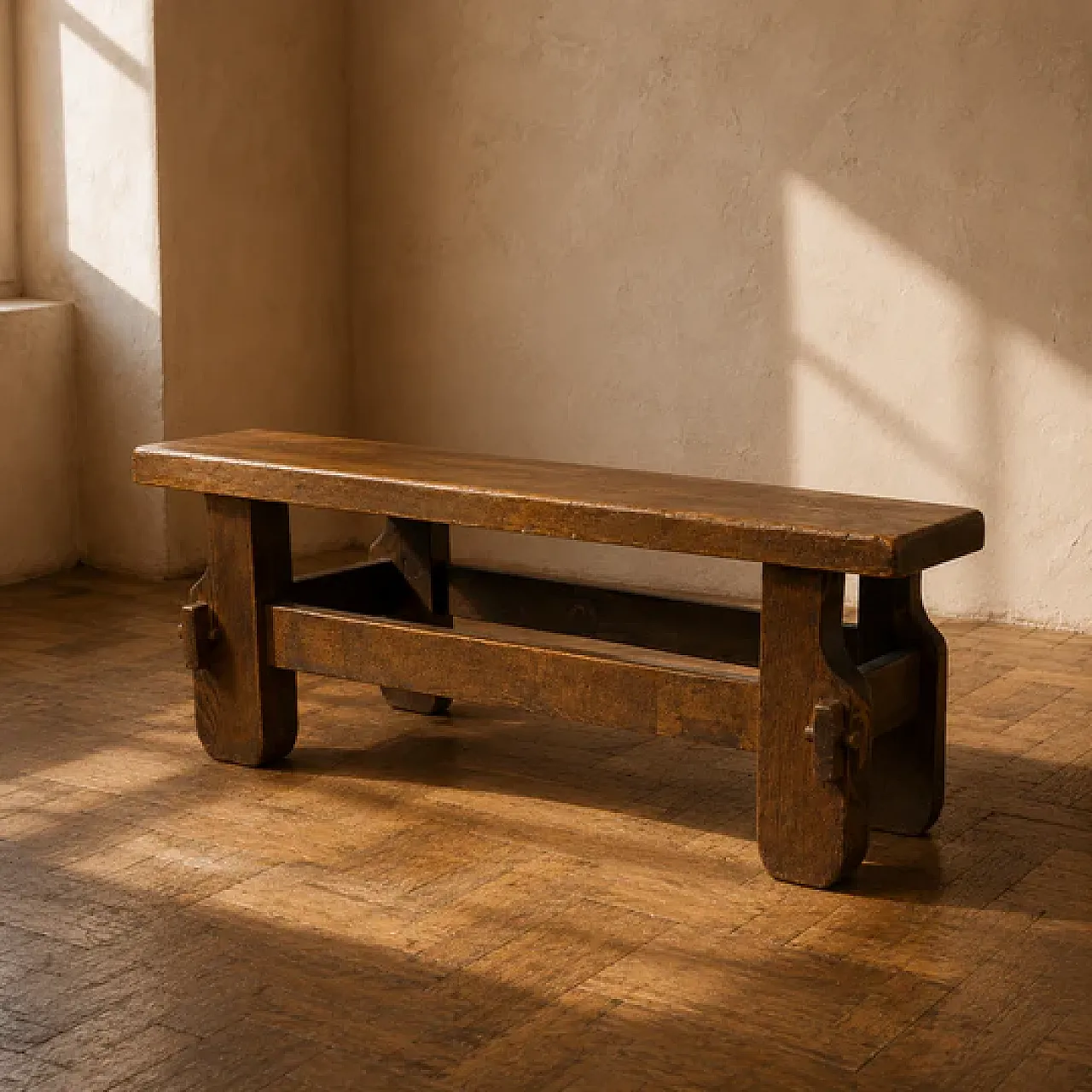 Brutalist solid oak coffee table, 1970s 2