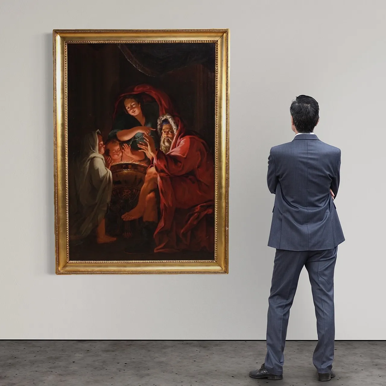 Large 18th century painting, allegory of winter 2