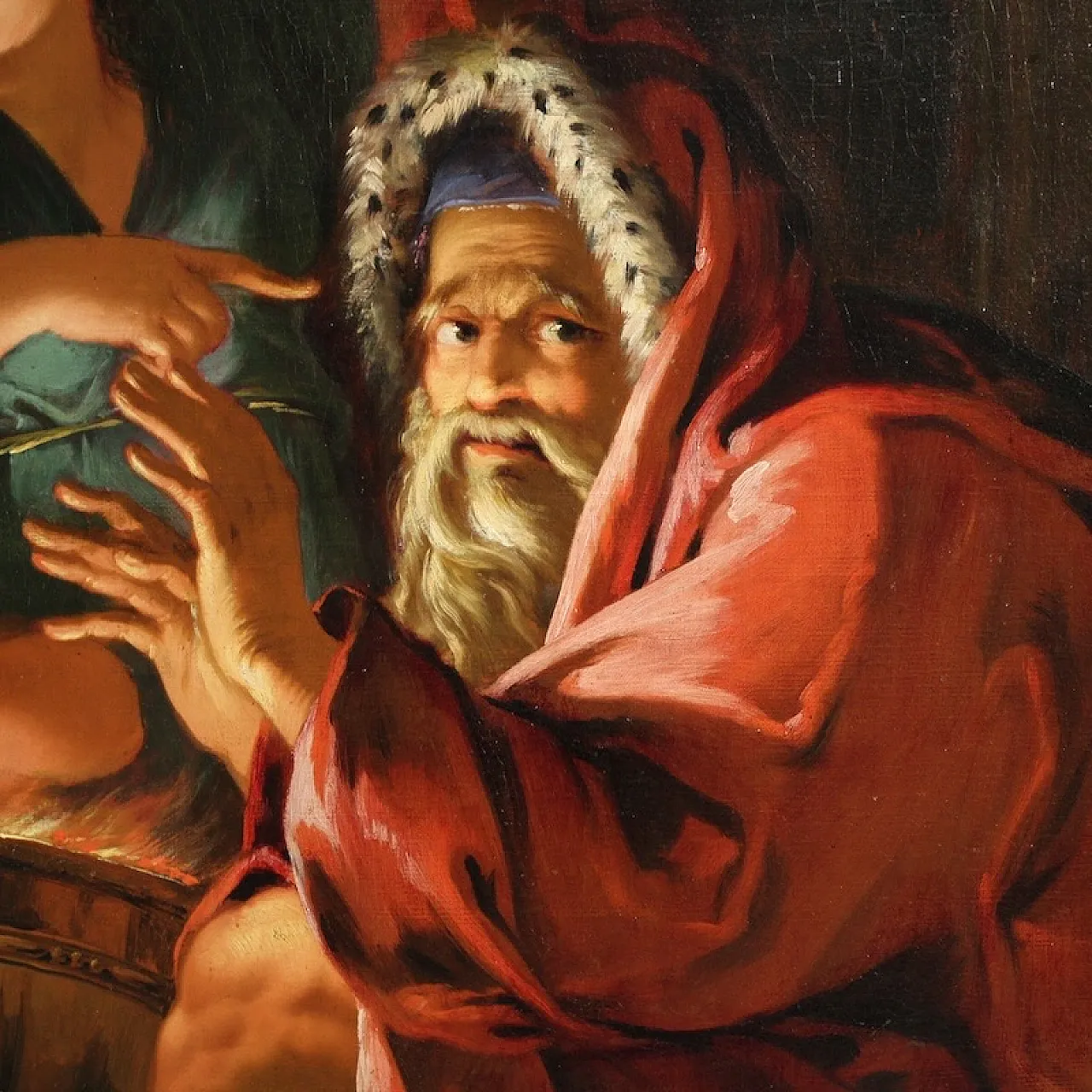 Large 18th century painting, allegory of winter 6