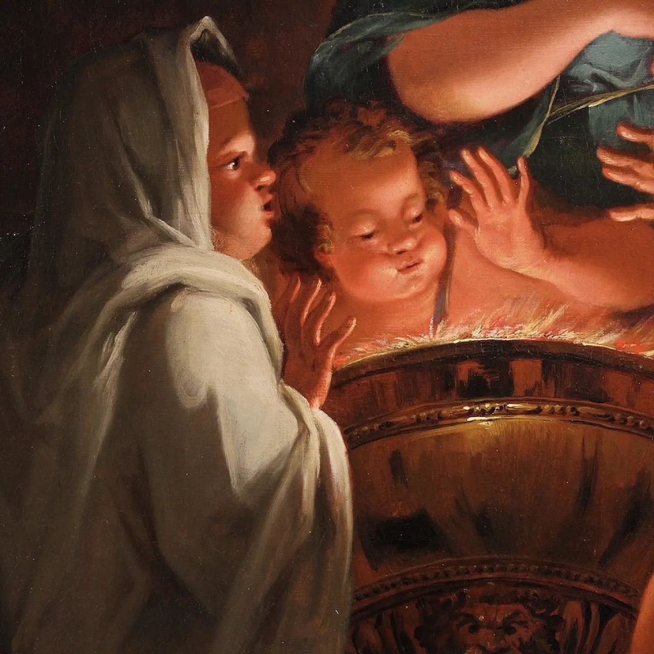 Large 18th century painting, allegory of winter 10