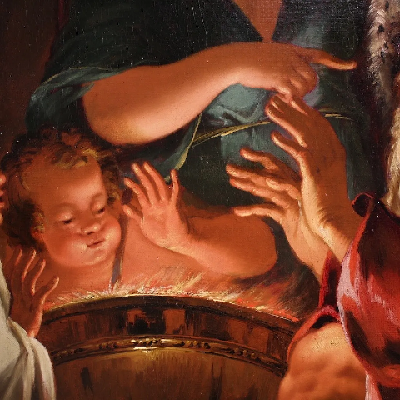 Large 18th century painting, allegory of winter 12