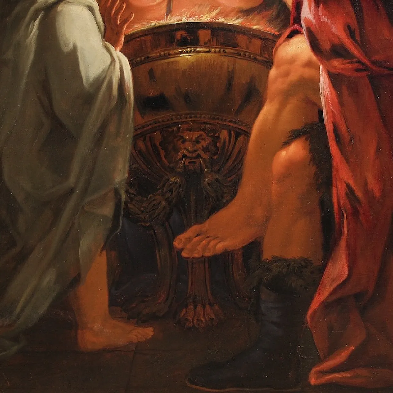 Large 18th century painting, allegory of winter 13
