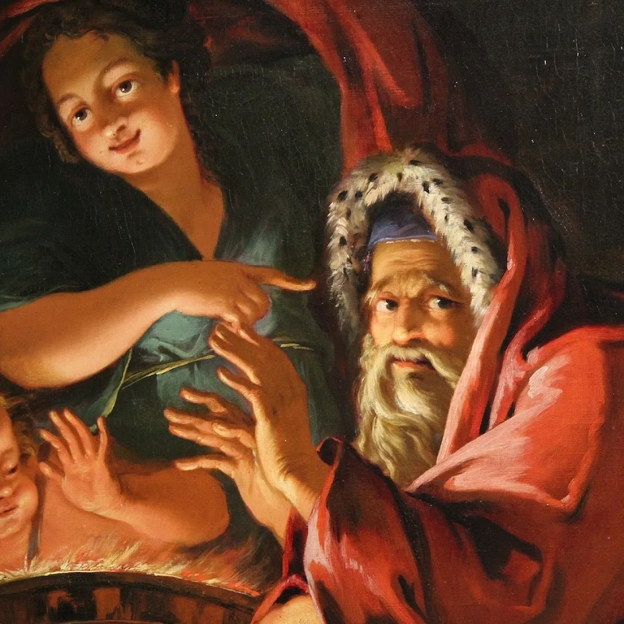 Large 18th century painting, allegory of winter 14