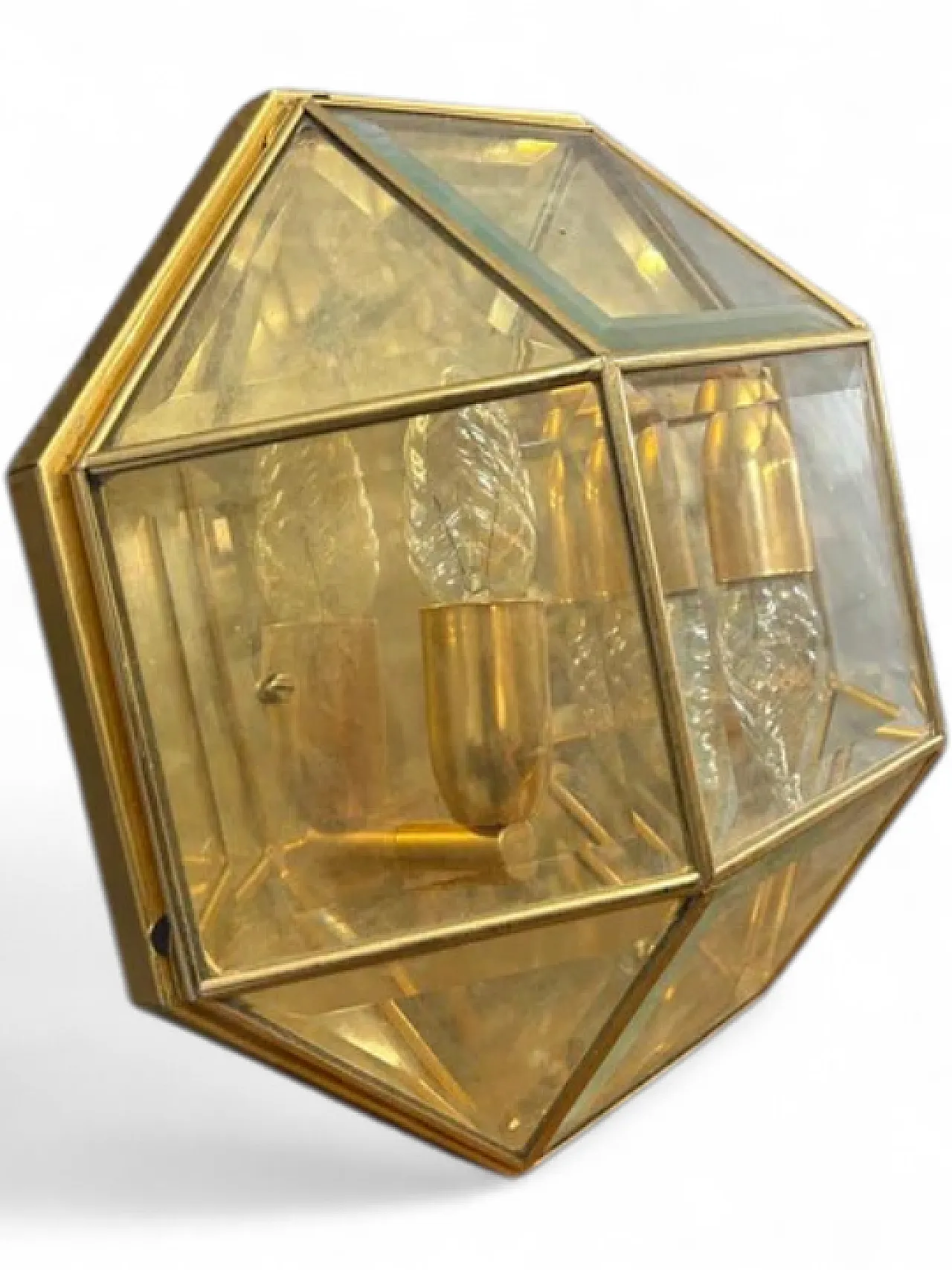 Applique geometrica in ottone e vetro, anni '80 8