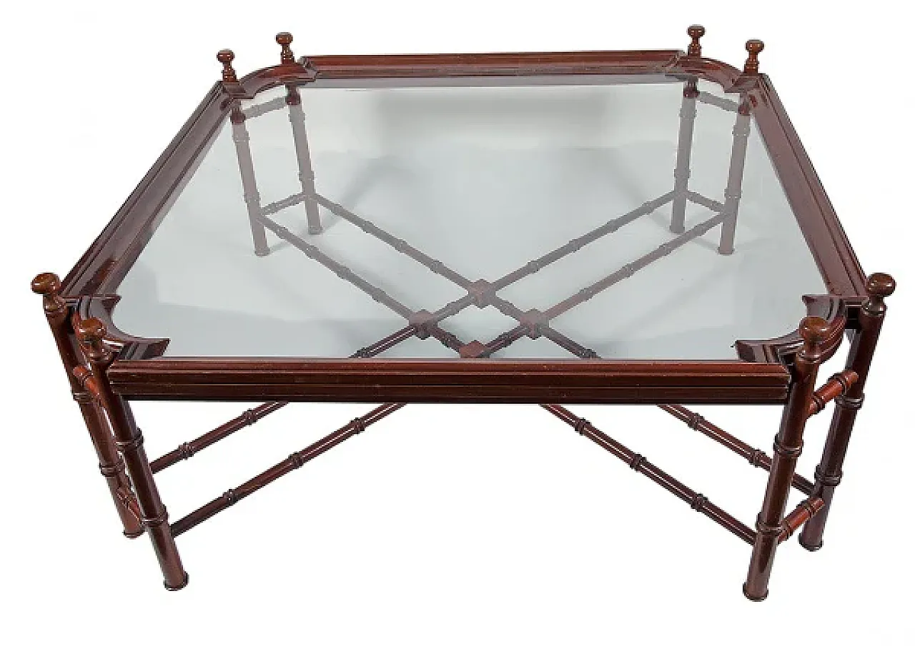 Hollywood Regency wood and crystal coffee table, early 20th century 1