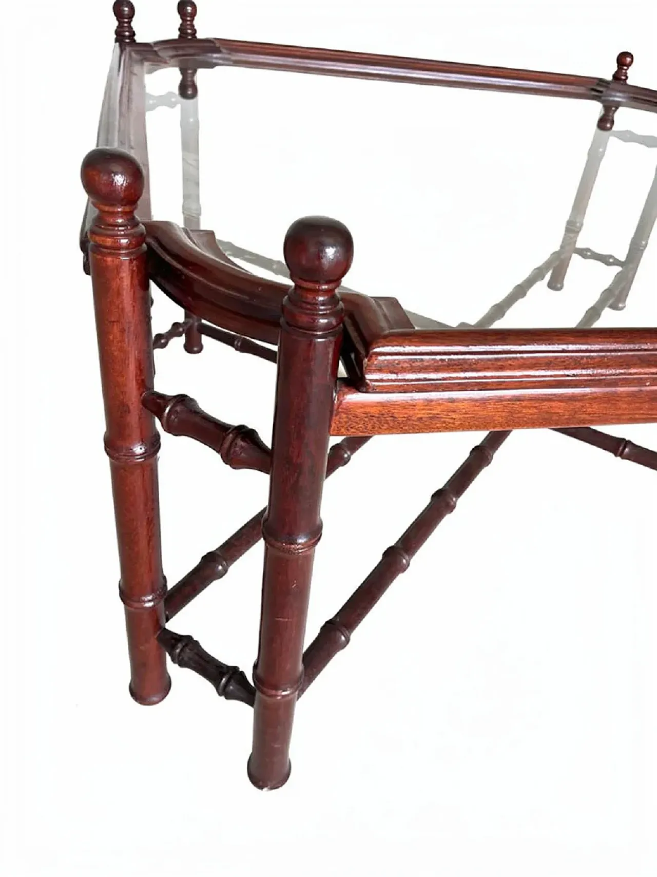 Hollywood Regency wood and crystal coffee table, early 20th century 4