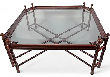 Hollywood Regency wood and crystal coffee table, early 20th century