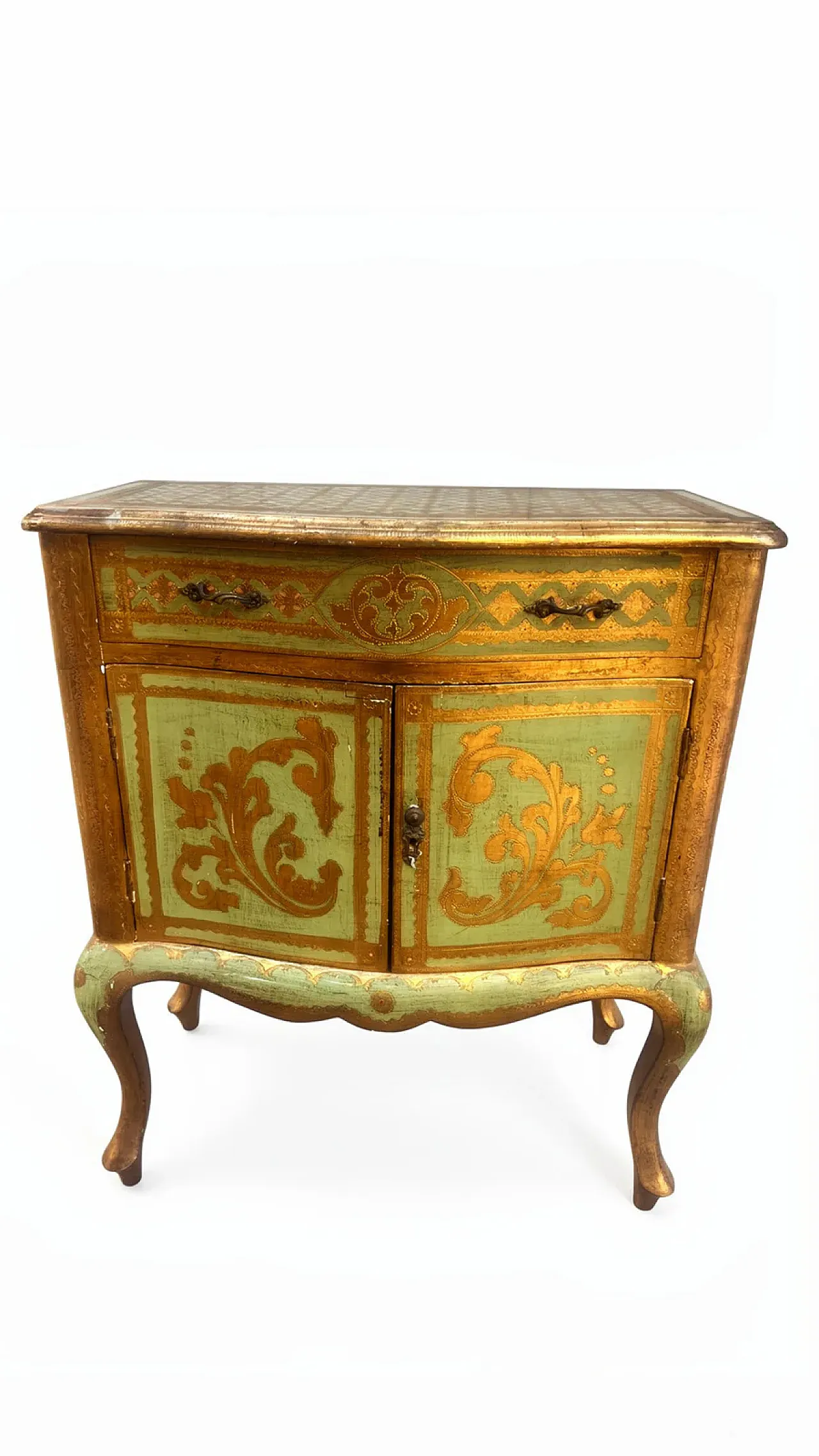 Venetian gold and green cabinet, 20th century 1